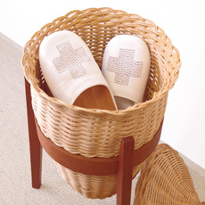 Sewing basket in teak&rattan with lid をアップしました
