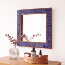 Square mirror with tiles in teak をアップしました