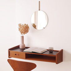 Wall mounted shelf with drawer in teakをアップしました