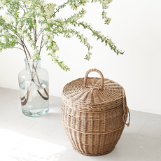 Barrel-shaped basket with handle&lid をアップしました