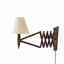 Scissor Wall Lamp in solid rosewood & brass